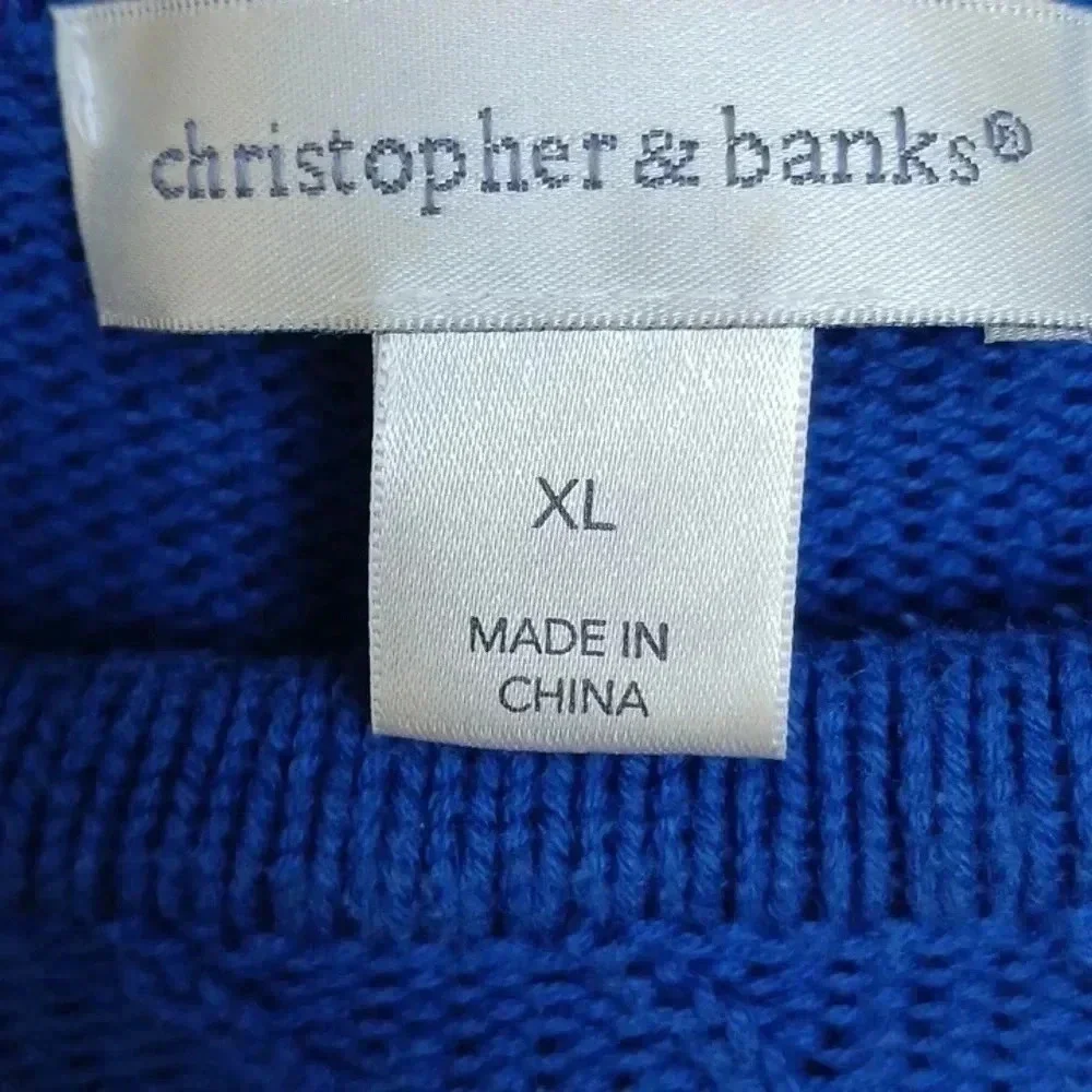 Christopher and Banks Cobalt blue  novelty knit sweater sz XL - Picture 5 of 7